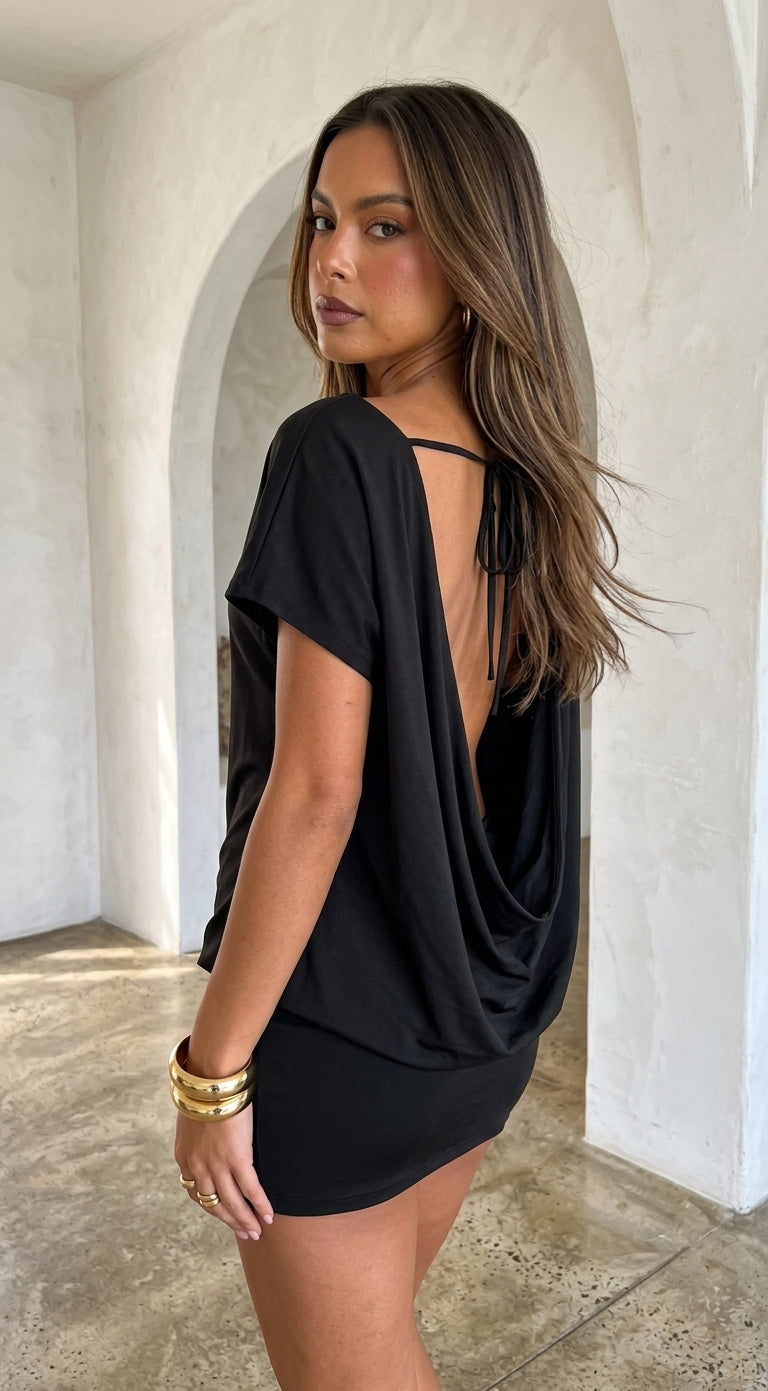 Midnight Drape Mini Dress