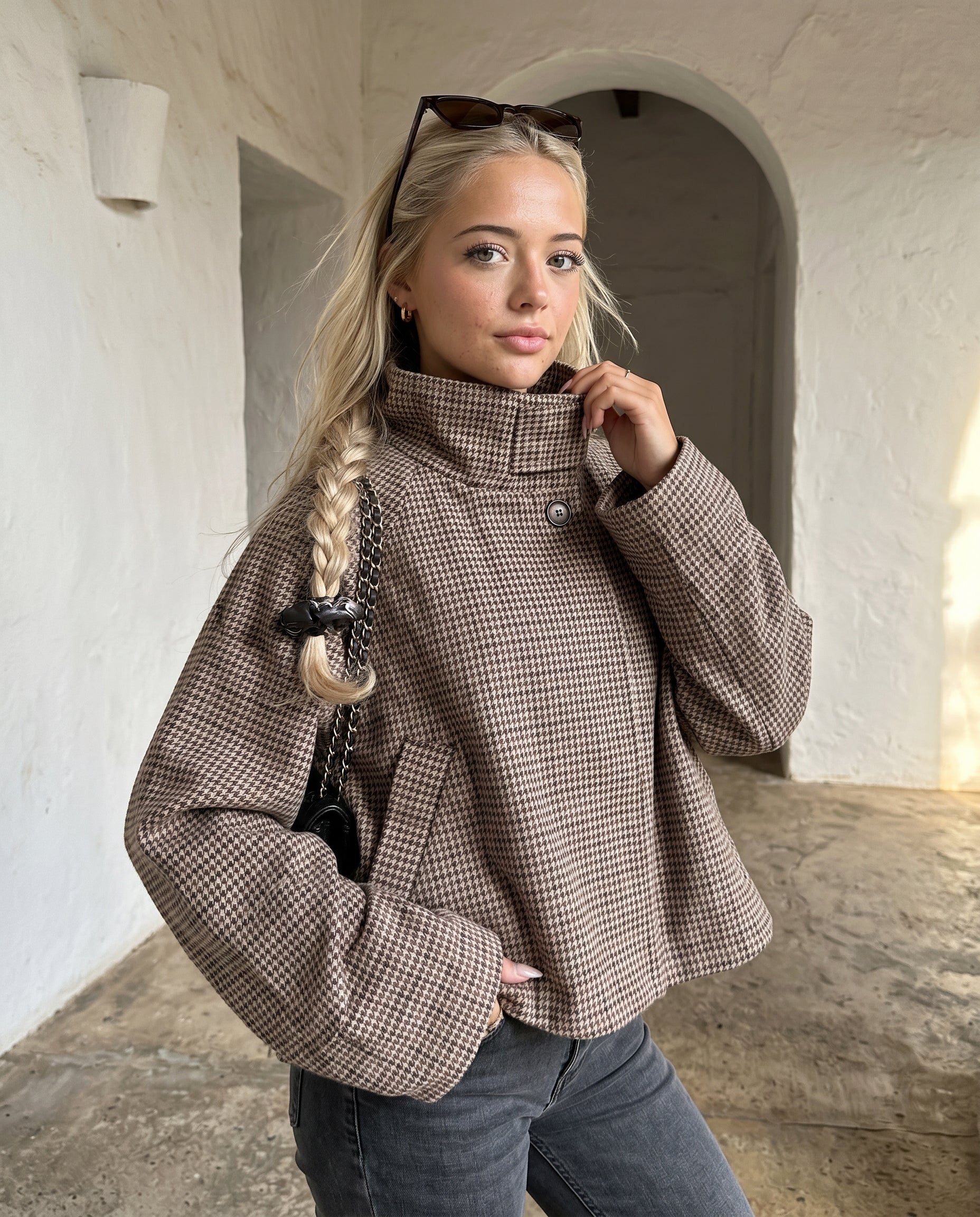 Houndstooth Crop Jacket