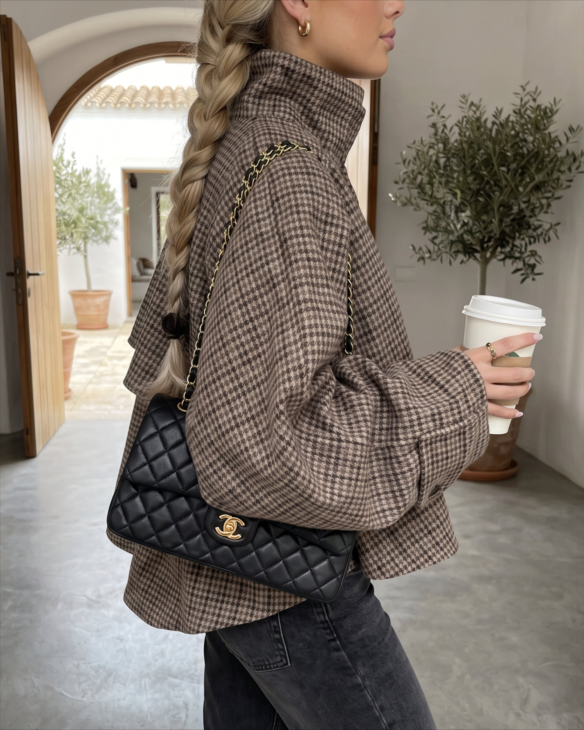 Houndstooth Crop Jacket